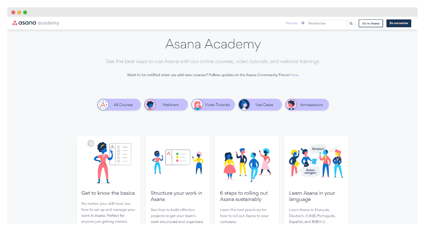 L'Académie d'Asana et ses études de cas