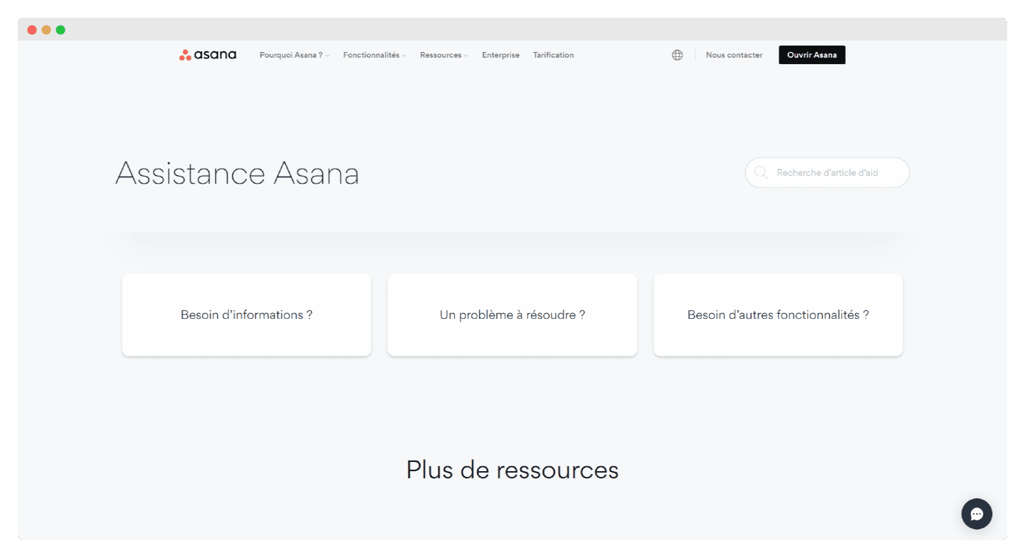 Le centre d'aide d'Asana