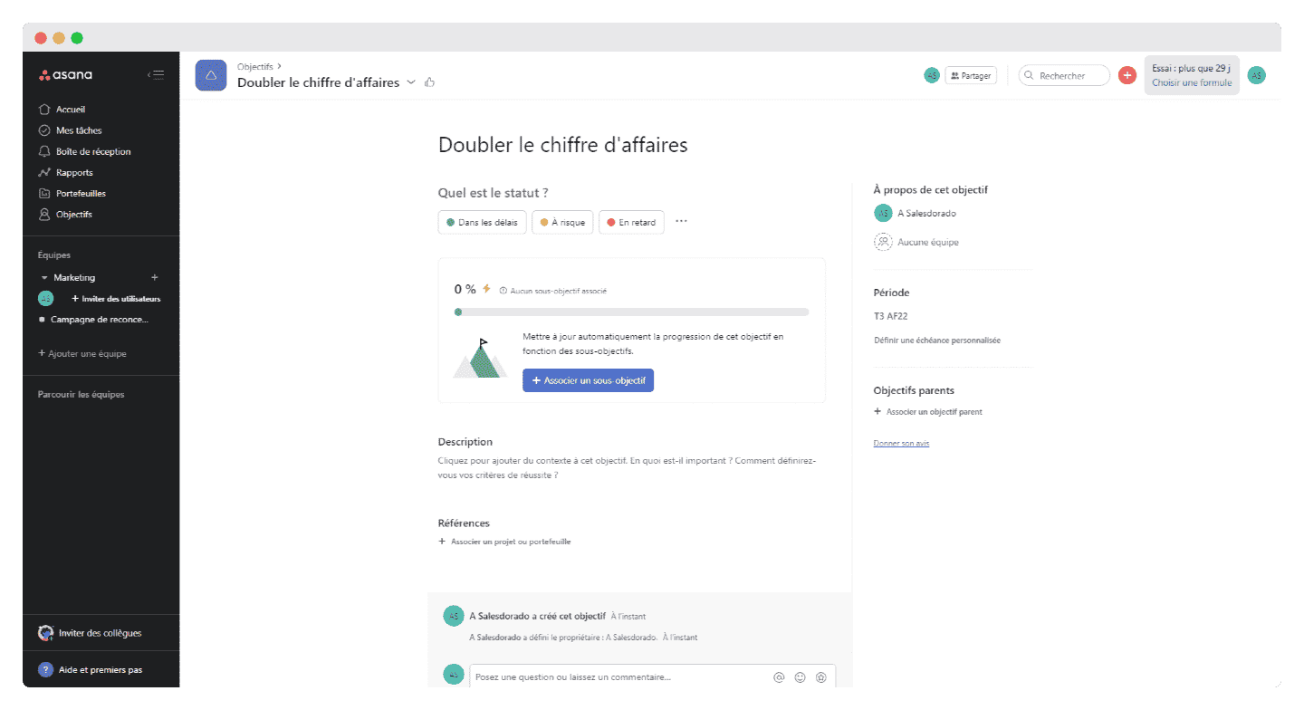 La vue portefeuille de projets dans Asana
