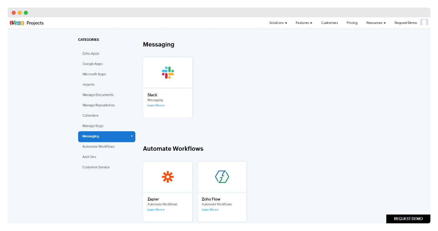 integrations zoho projects