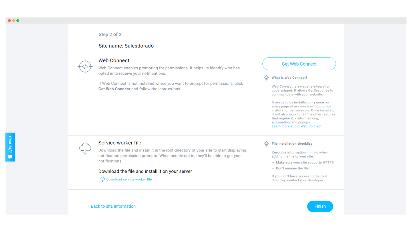 Configuration des notifications push web dans GetResponse