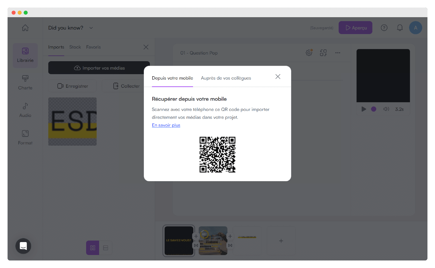 Import de médias par QR code dans PlayPlay