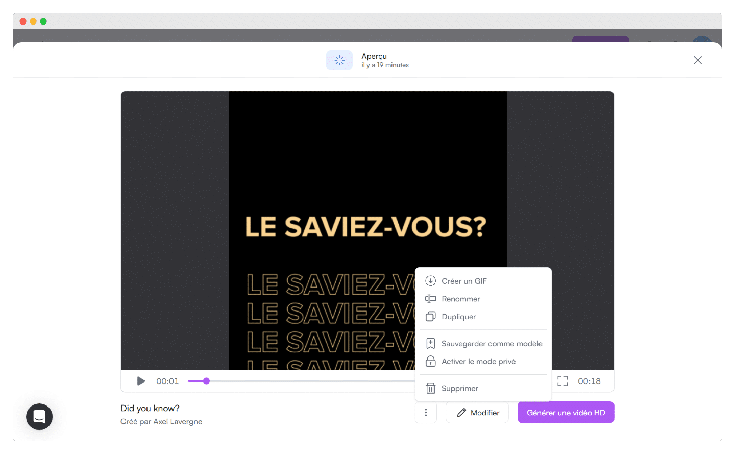 Options d'export d'une vidéo PlayPlay