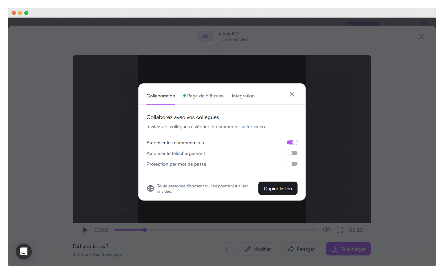 Partage et collaboration sur une vidéo PlayPlay