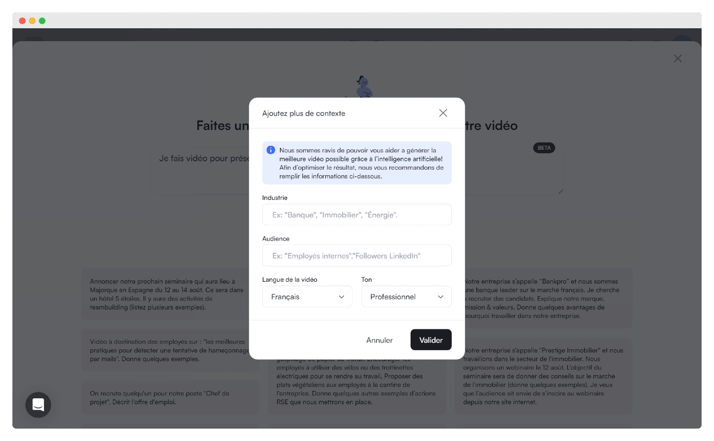Paramètres de contexte de l'assistant IA de PlayPlay