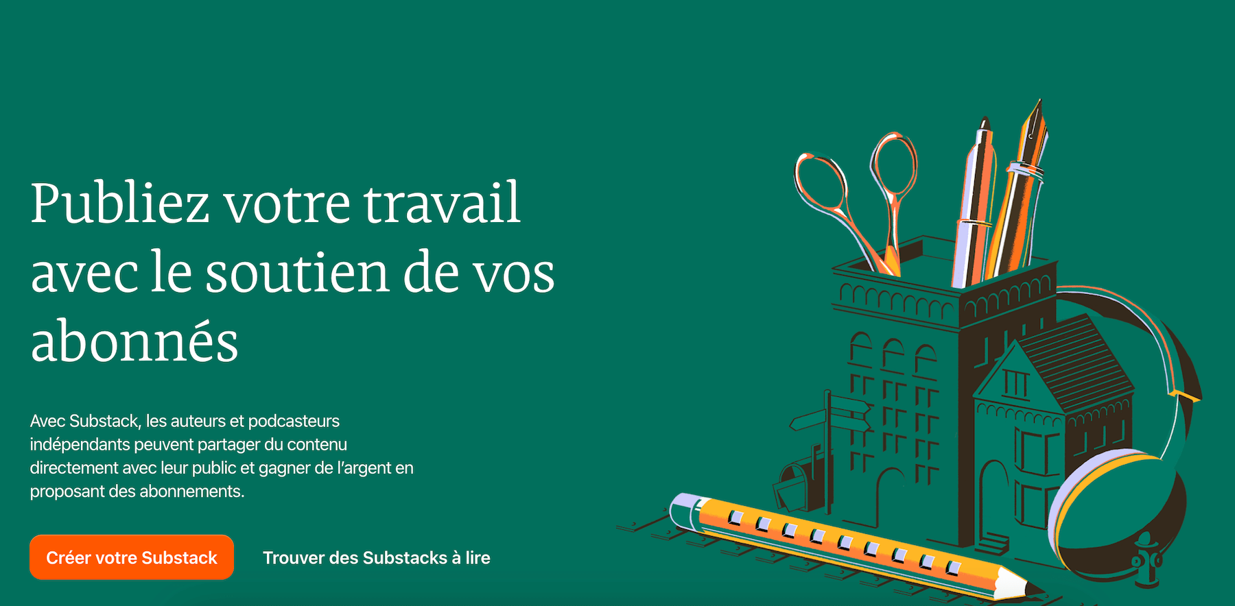 Page d'accueil de Substack