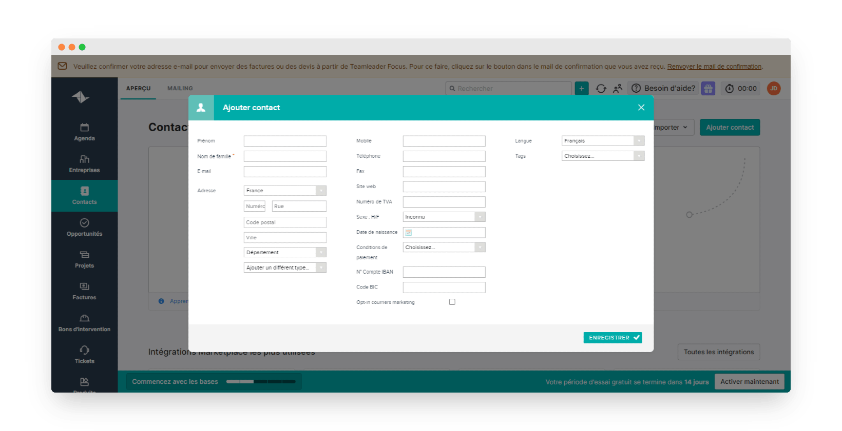 teamleader fiche contact