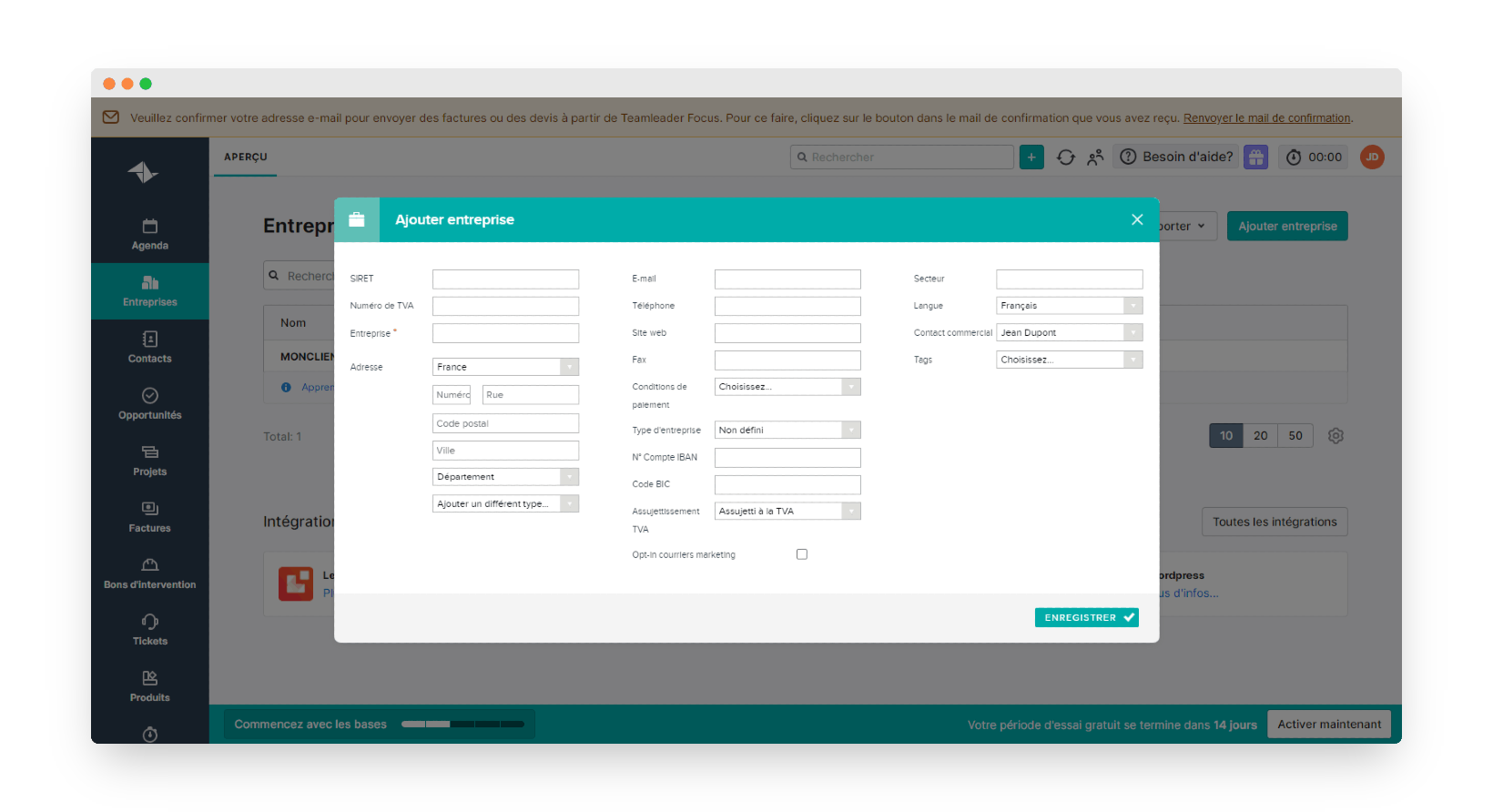 teamleader fiche entreprise