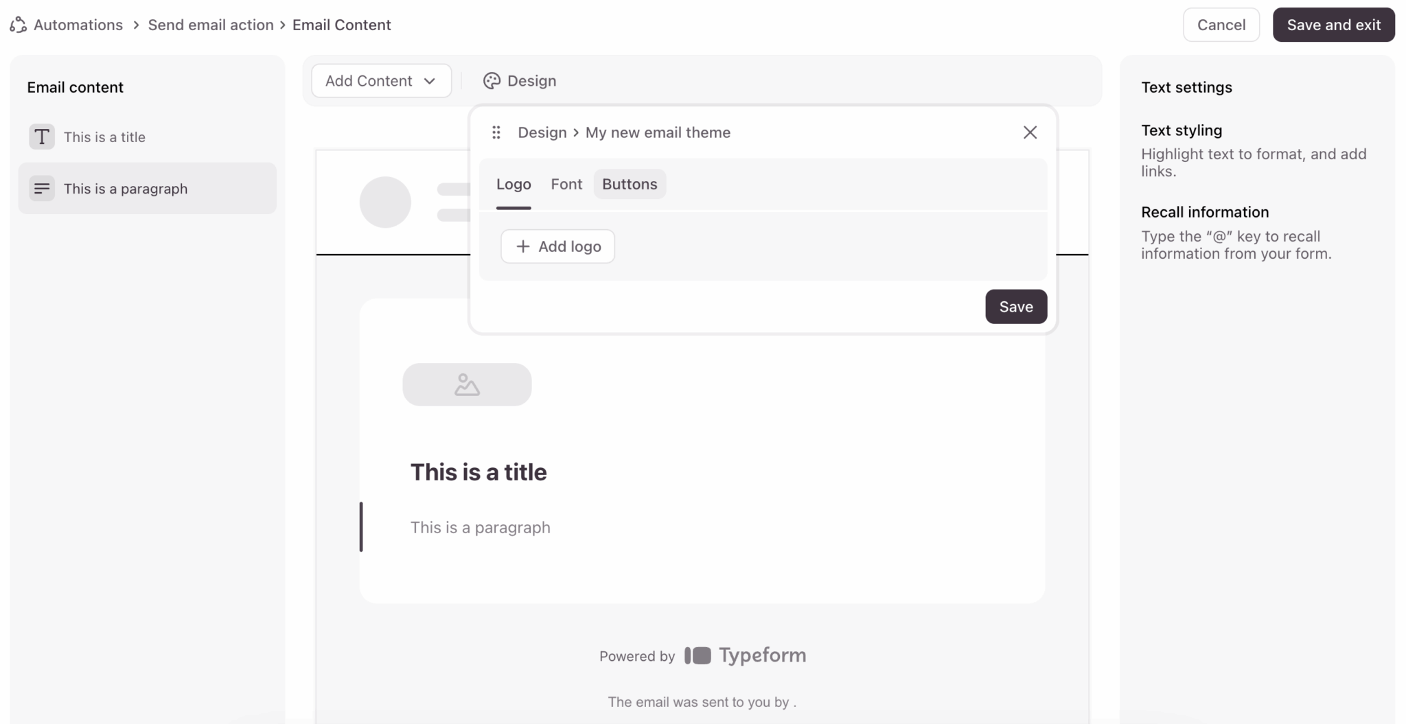 L'Email Builder de Typeform