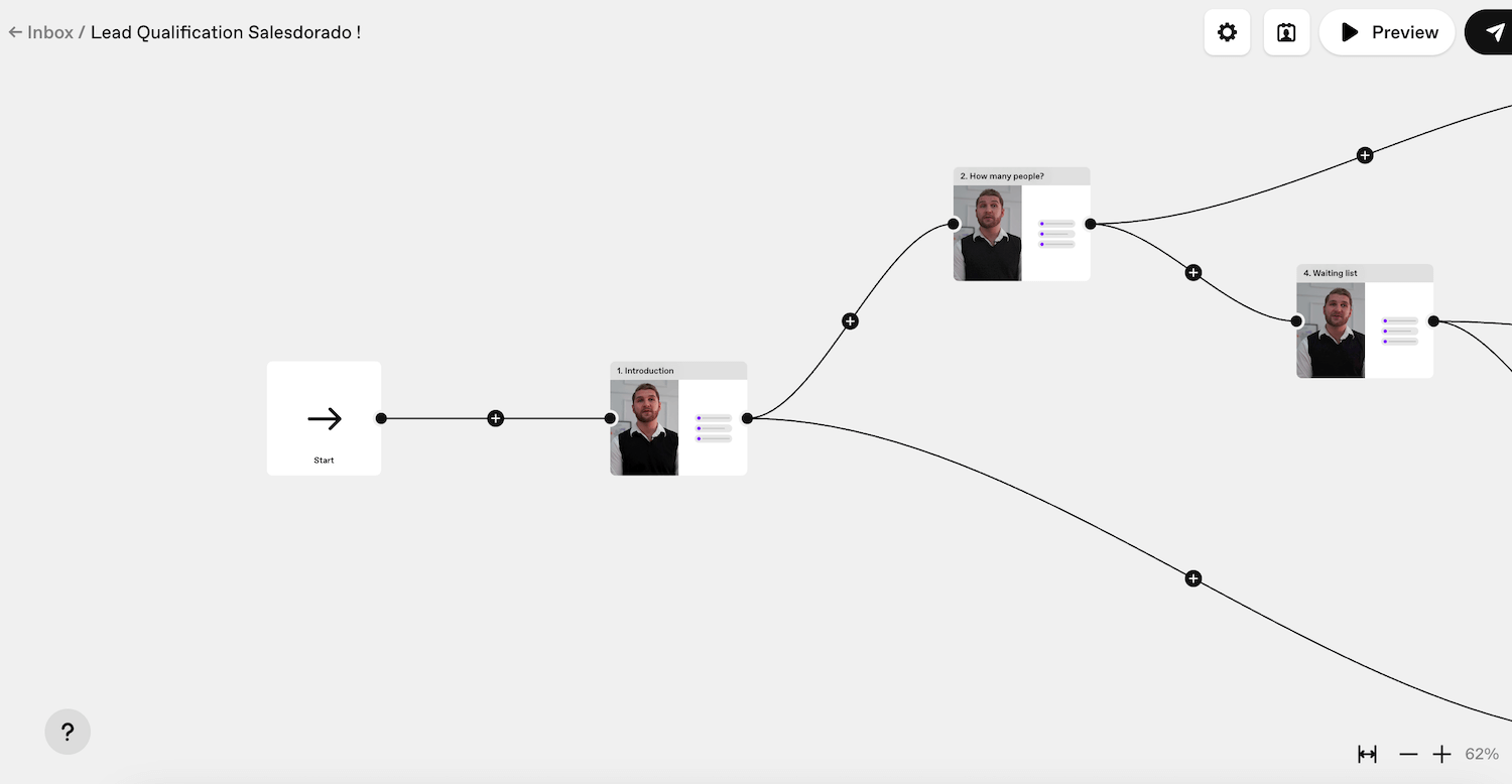 Édition d'un scénario Videoask dans l'éditeur visuel