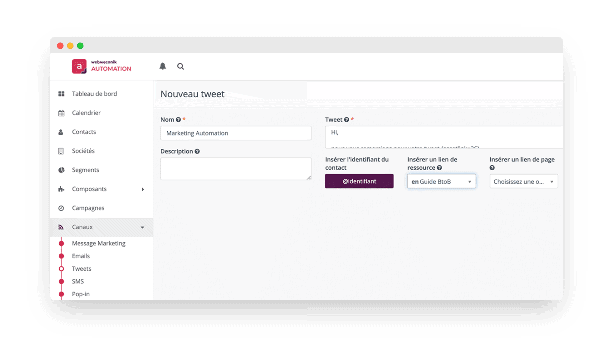 Extracting contacts from Twitter in Webmecanik