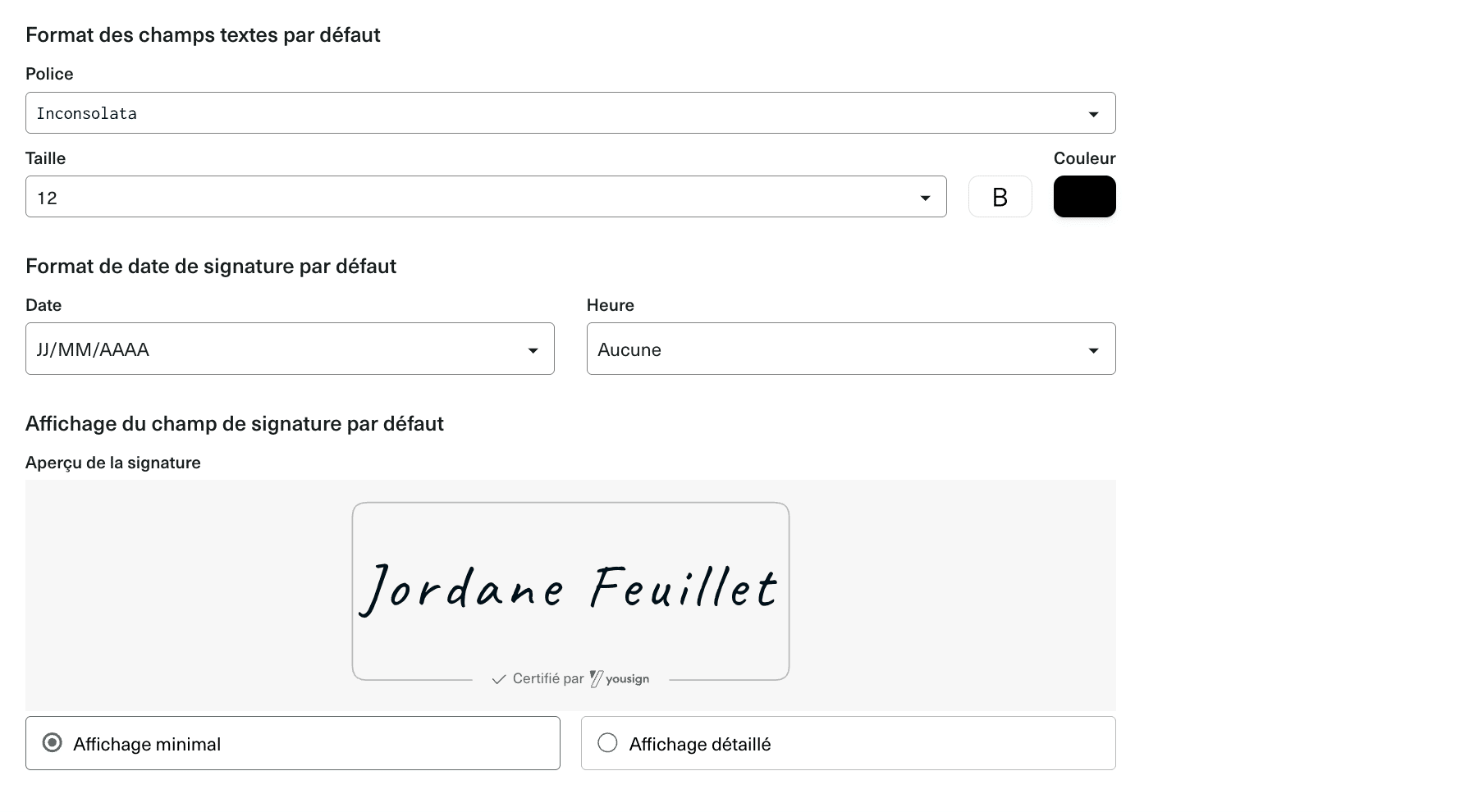 La personnalisation de la signature dans Youtrust
