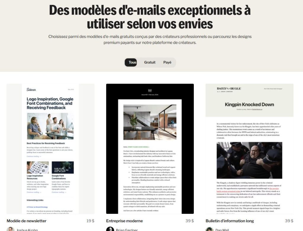 Template de mail marketing avec Kit
