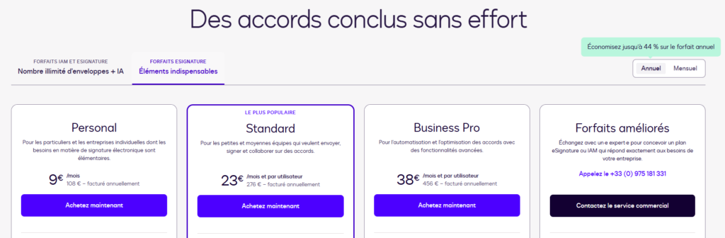 tarif docusign